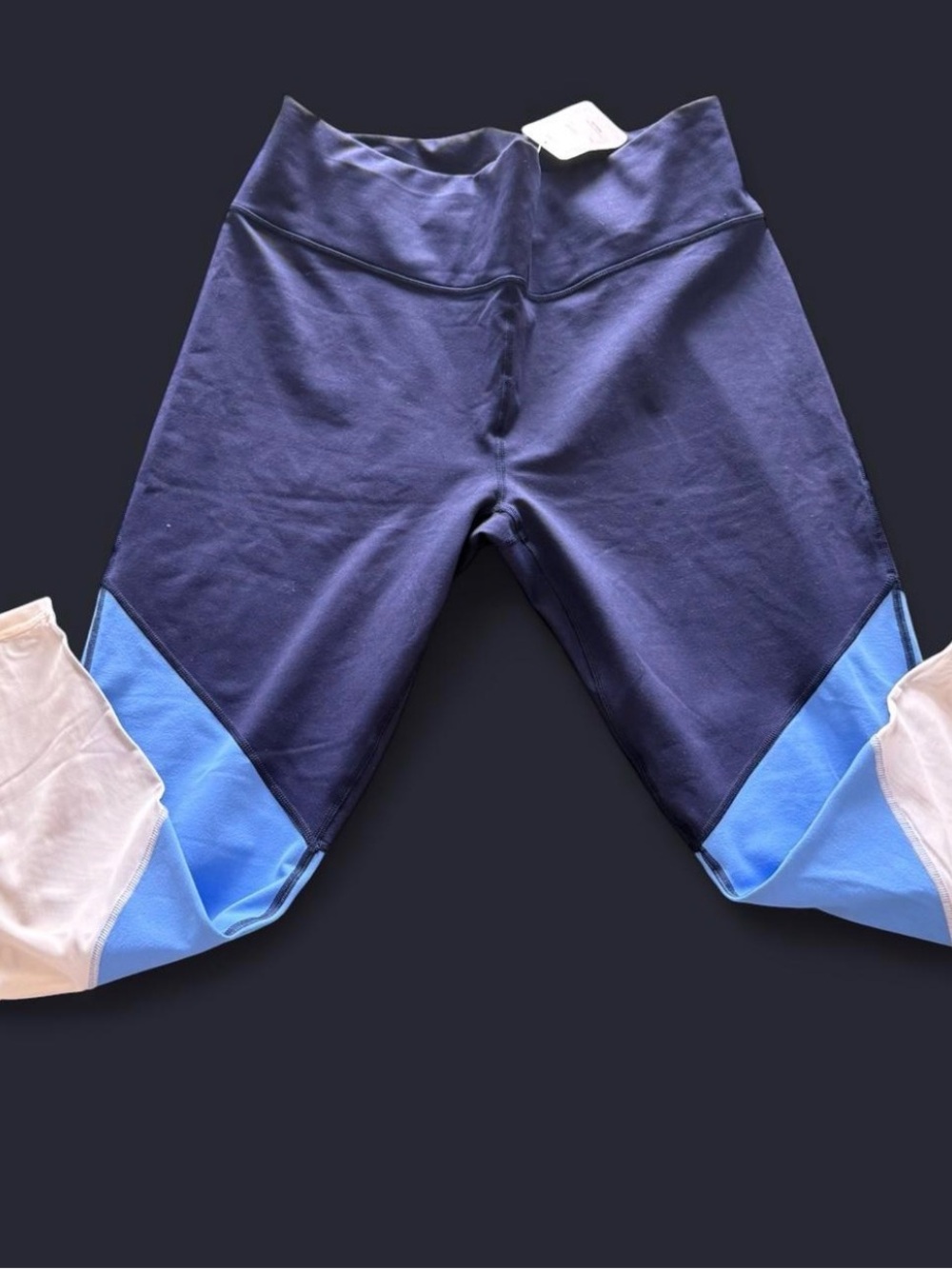 Fabletics Navy Blue and Light Blue Colorblock Leggings